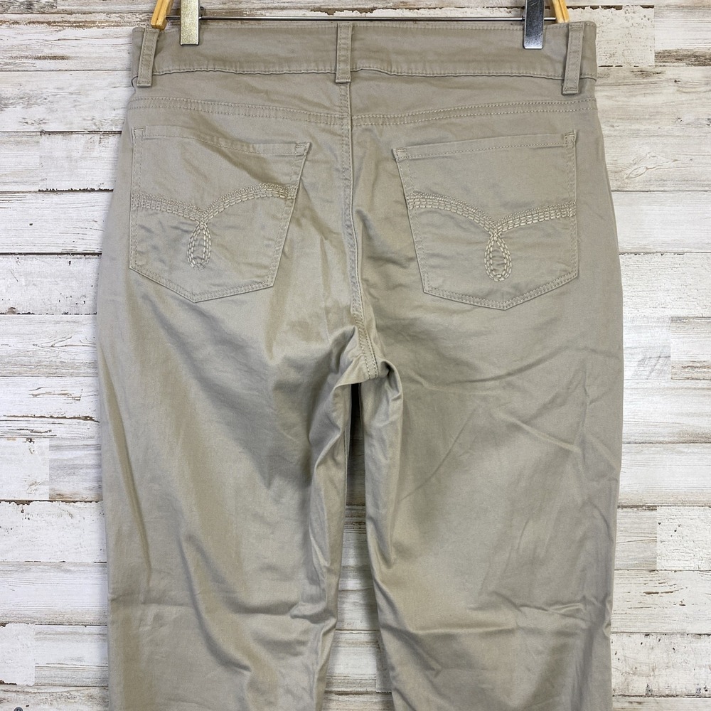 Riders by Lee Pants Women 12 Long Beige Straight Leg Mid-Rise Slimming Chino - Picture 4 of 11